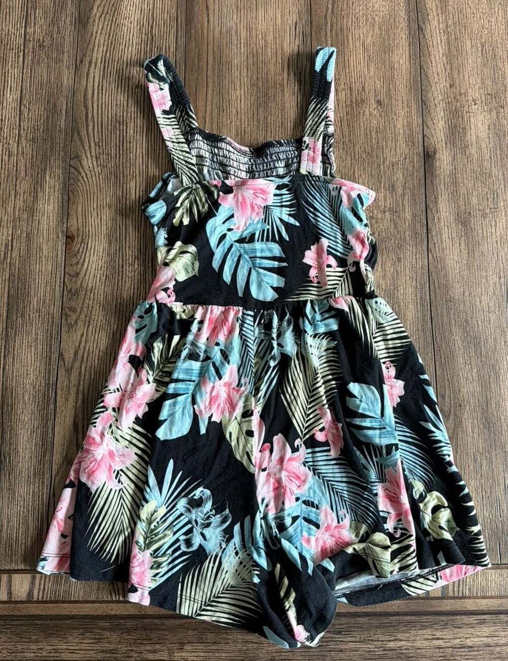 Hurley Girls Smocked Tropical Floral Romper, Size M (10-12) - Picture 2 of 3